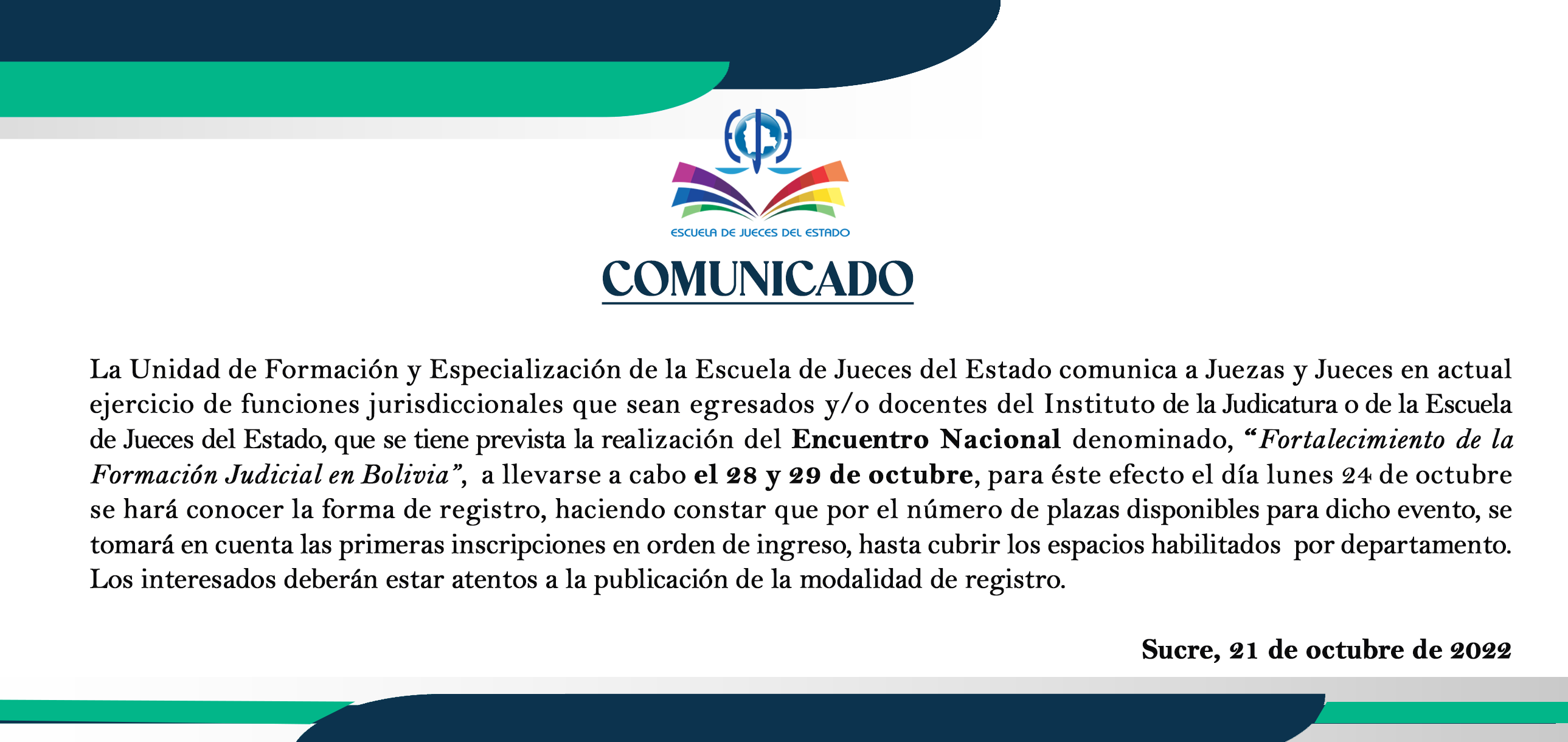 COMUNICADO UNIDAD DE FORMACIÓN