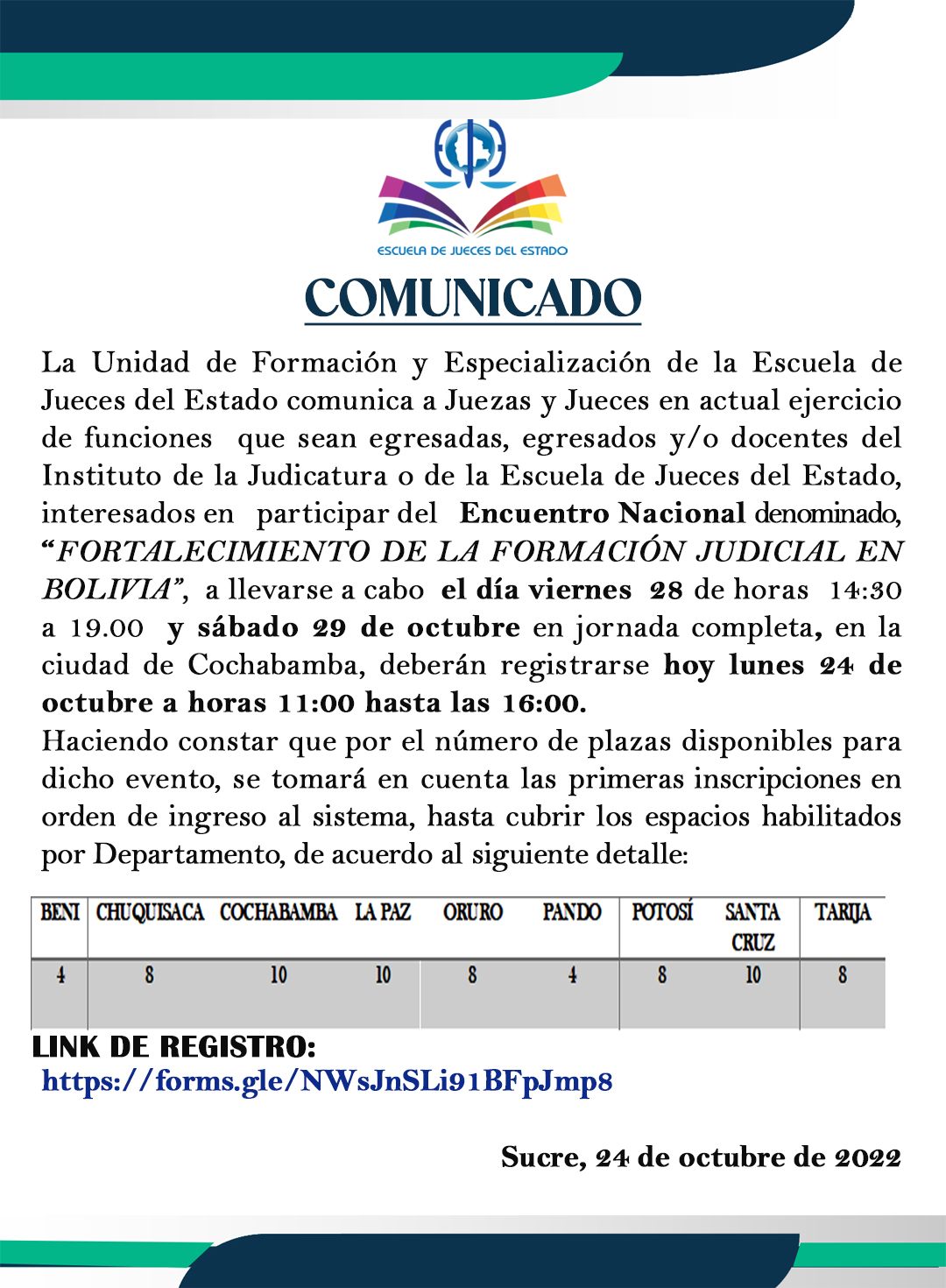 COMUNICADO REGISTRO ENCUENTRO NACIONAL