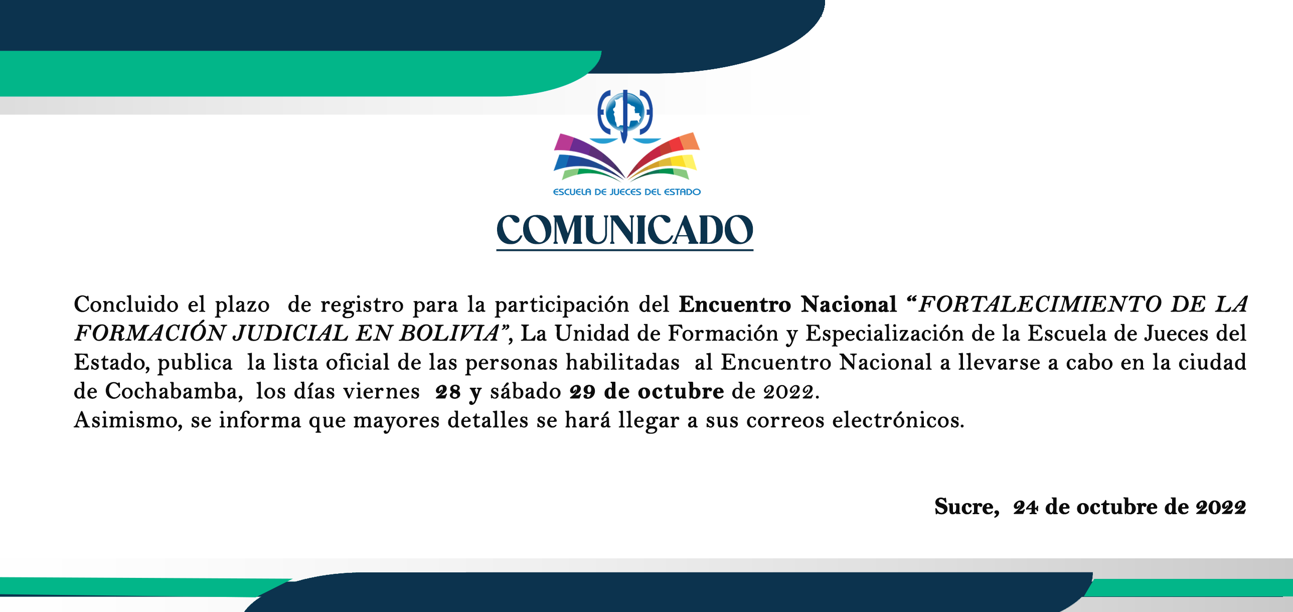 COMUNICADO PLANILLAS OFICIALES ENCUENTRO NACIONAL