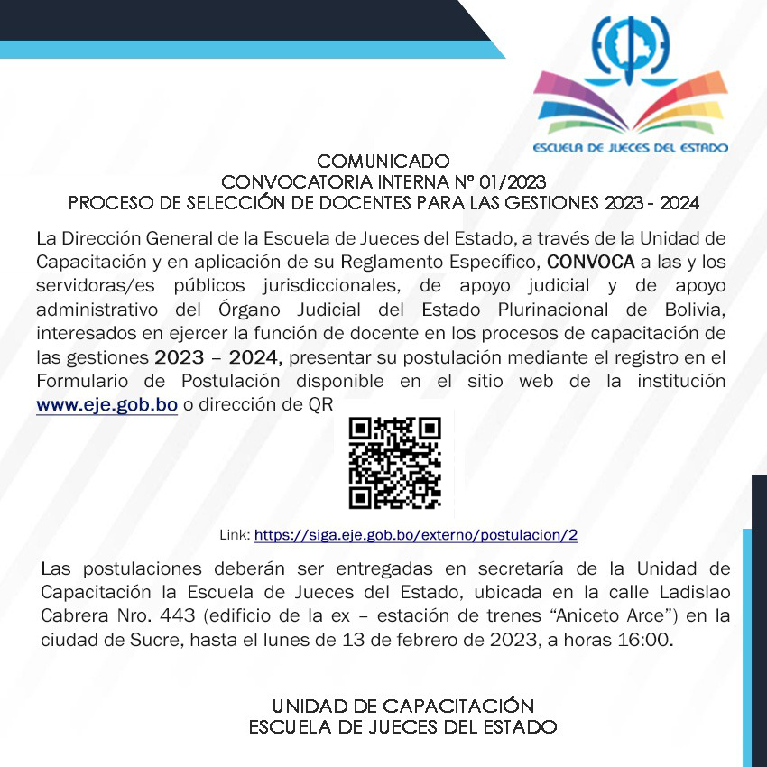 CONVOCATORIA INTERNA Nº 01/2023