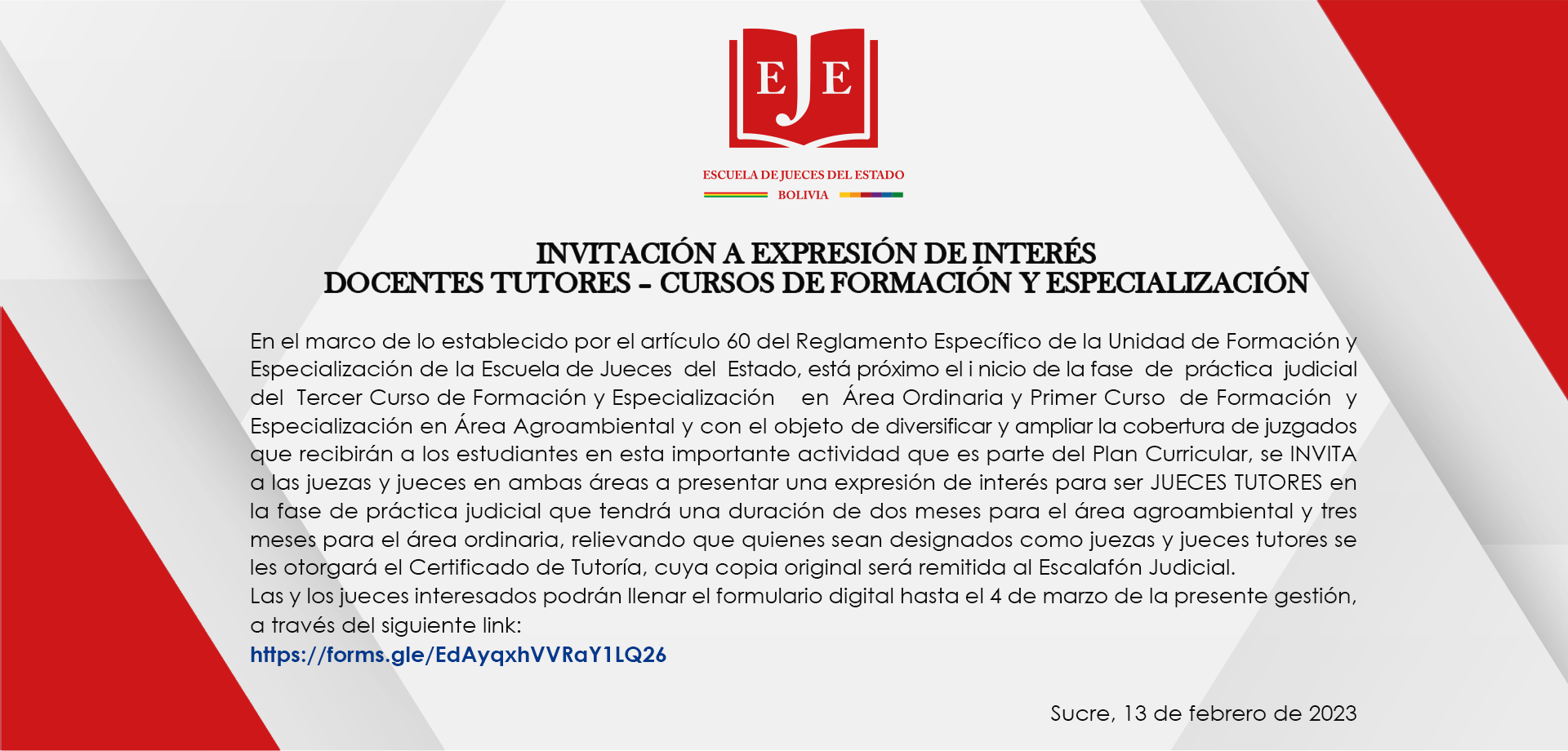 INVITACIÓN A EXPRESIÓN DE INTERÉS DOCENTES TUTORES – CURSOS DE FORMACIÓN Y ESPECIALIZACIÓN