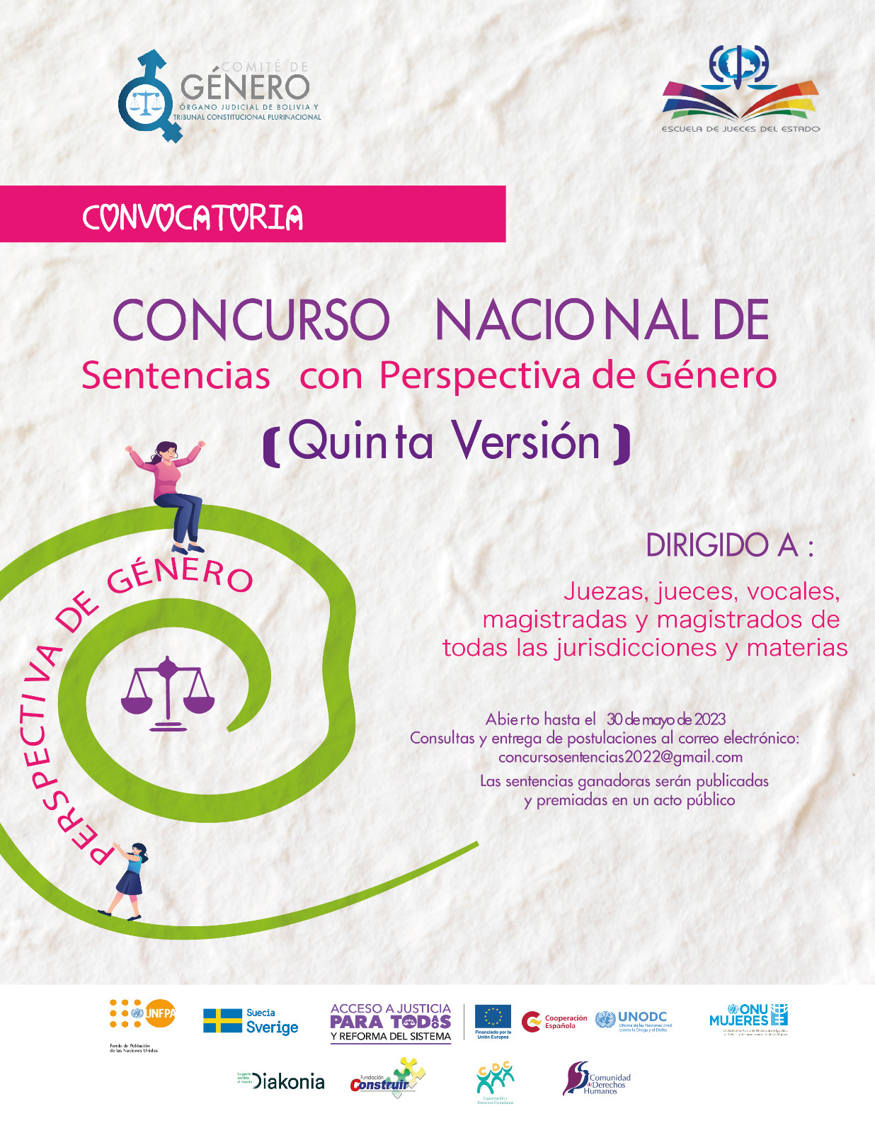 AMPLIACIÓN DE LA CONVOCATORIA CONCURSO NACIONAL JUZGAR CON PERSPECTIVA DE GÉNERO