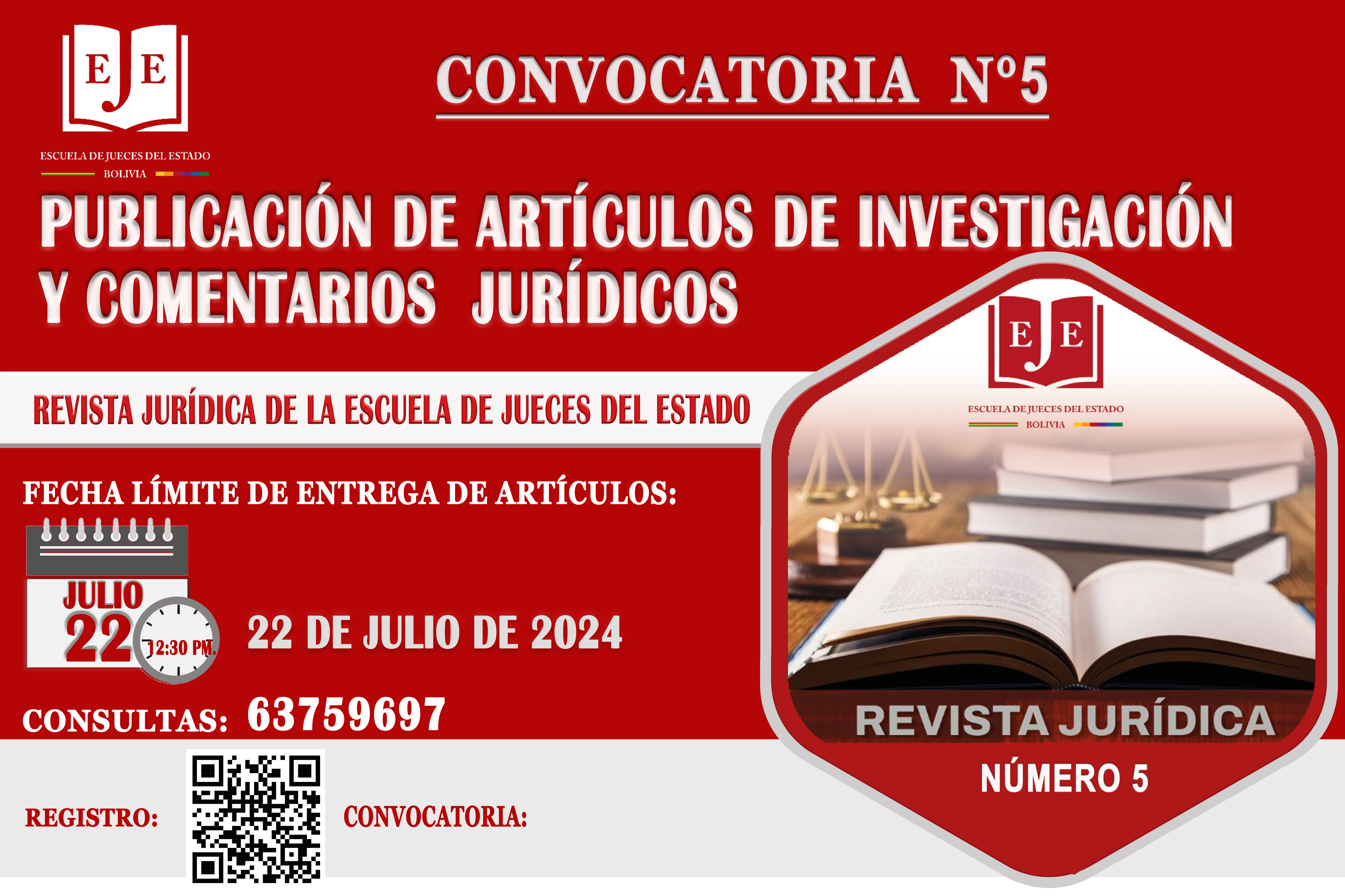 PRESENTACIÓN OFICIAL DE LA QUINTA CONVOCATORIA PARA LA PRESENTACIÓN DE ARTÍCULOS DE INVESTIGACIÓN Y COMENTARIOS JURÍDICOS.