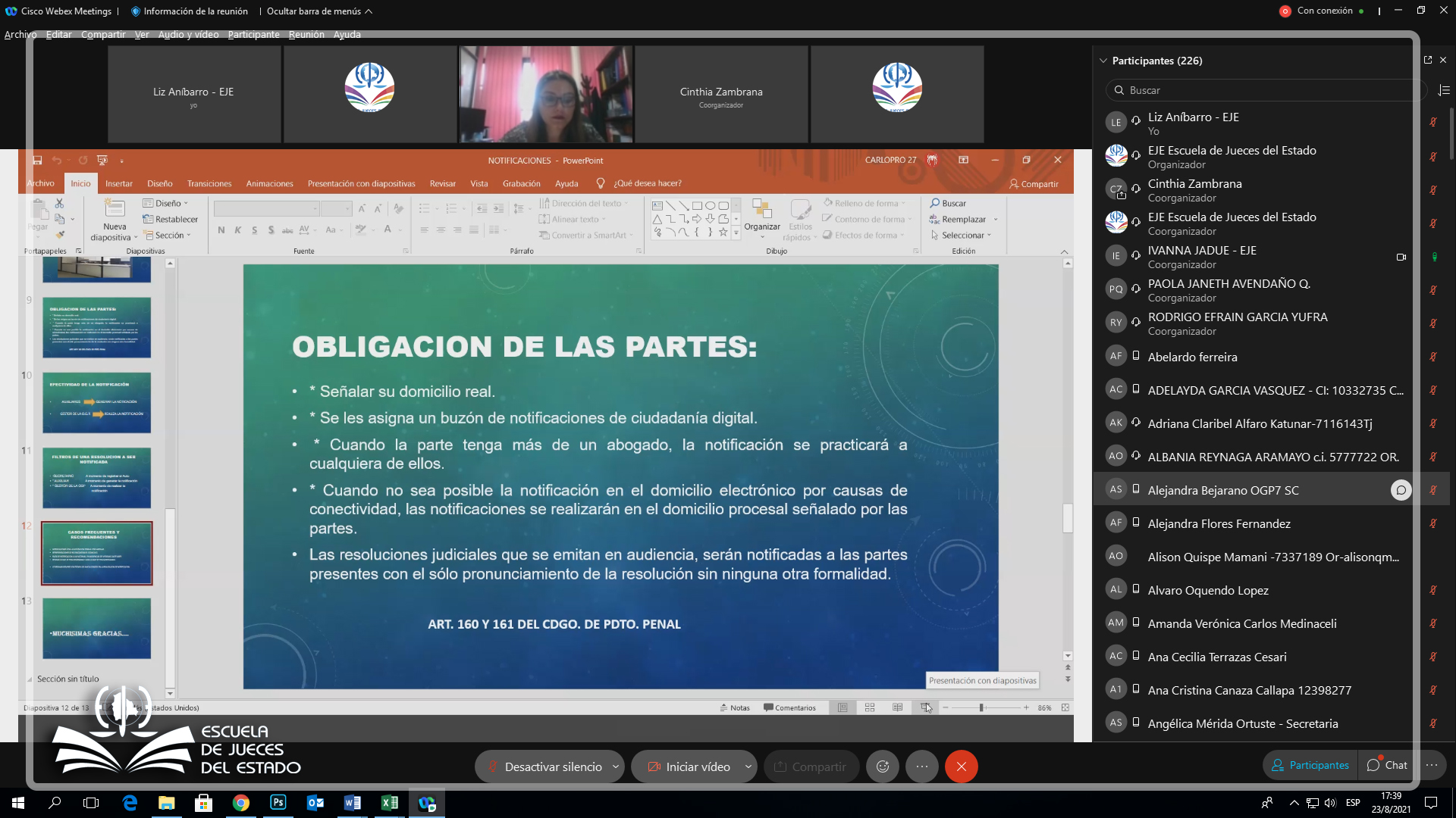 SECRETARIOS Y AUXILIARES DEL ÁREA PENAL DE CAPITAL, ADEMÁS DE ENCARGADOS, COORDINADORES Y GESTORES A NIVEL NACIONAL SON CAPACITADOS EN BUENAS PRÁCTICA